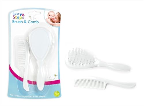 Baby Hair Brush & Comb Set in White Soft & Gentle for Your... - Beauté & Parfums en promo à 1.99€