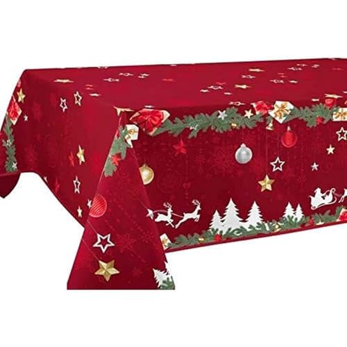 Tovaglia Antimacchia Noël Rosso - Rettangolare 150 x 300 cm - Maison & Cuisine en promo à 39.15€