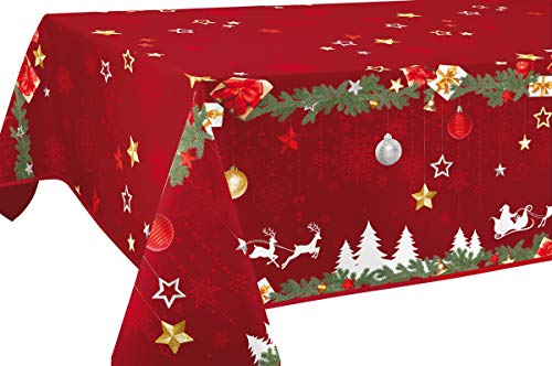 Tischdecke Fleckabweisende Weihnachten Rot - Rechteckig 150... - Maison & Cuisine en promo à 15.39€