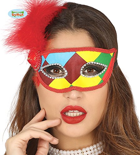 Zzcostumes Maschera Arlecchino multicolore con piuma - Jouets & Jeux Amazon Italie à 7.78€