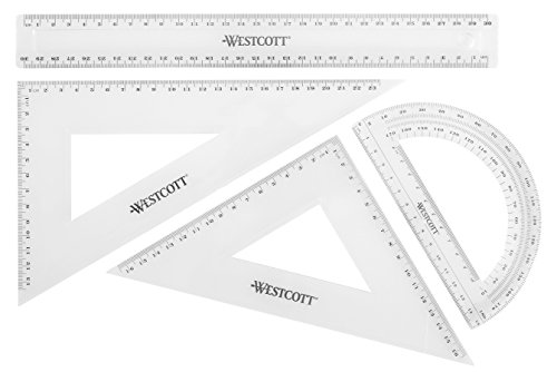 Westcott Set geometrico 4 pezzi | Set matematico con... - Fournitures Bureau Amazon Italie à 2.99€