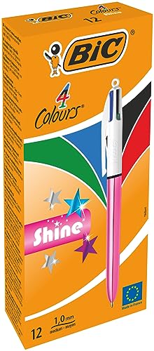 BIC 4 Couleurs Shine Stylos-Bille Rétractables Pointe... - Fournitures Bureau en promo à 10.10€