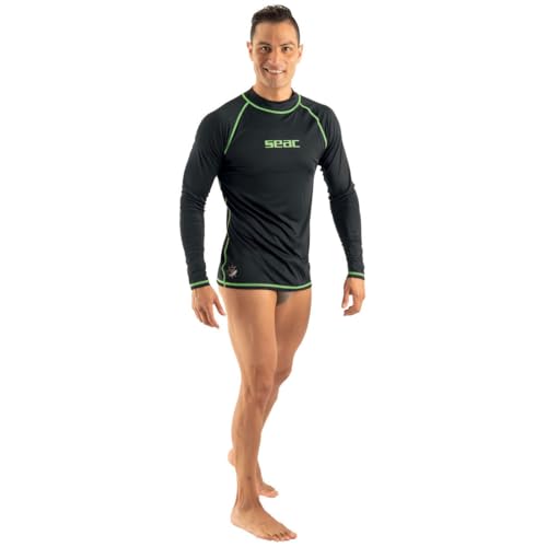 SEAC t-Sun Lange Ärmel Rash Guard, schwarz/grün - Mode & Vêtements en promo à 9.23€
