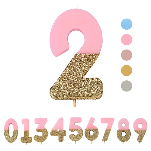 Bougie d'anniversaire numéro 2 rose avec paillettes dorées... - Maison & Cuisine Amazon France à 3.50€
