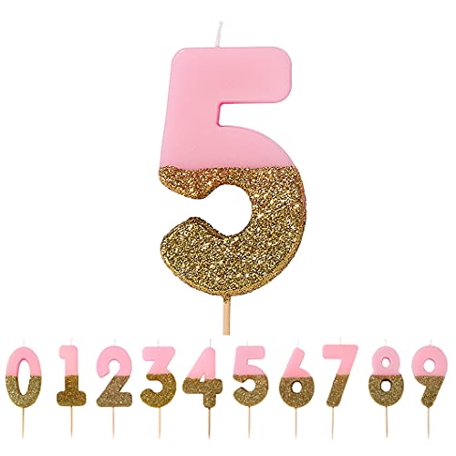 Talking Tables Bday Pink Number 5 Five Candle with Gold... - Maison & Cuisine en promo à 2.06€