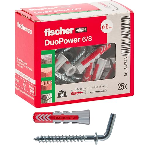 Fischer Duopower 541746 Dübel mit kurzem Haken, grau/rot... - Bricolage & Outils Amazon Allemagne à 10.71€