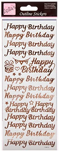 Anitas Outline Stickers, Happy Birthday, Rose Gold on... - Jouets & Jeux en promo à 1.55€