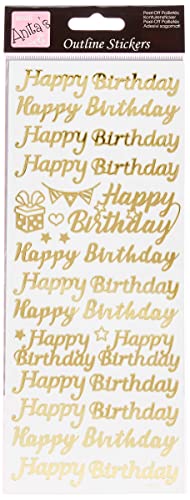 Anitas Outline Stickers, Happy Birthday, Gold on White, For... - Jouets & Jeux en promo à 1.50€