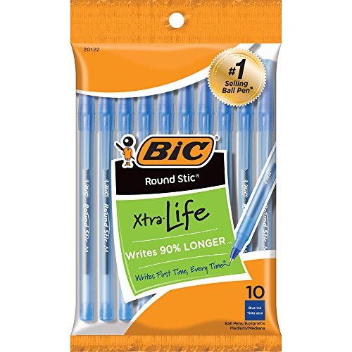 BIC Round Stic Grip Xtra Life Kugelschreiber, Blau, 10 Stück - Fournitures Bureau Amazon Allemagne à 11.71€