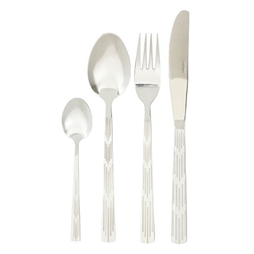 Avie Cutlery Set, Deco, Etched Stainless Steel, 16-Piece - Bricolage & Outils Amazon Royaume-Uni à 14.66€
