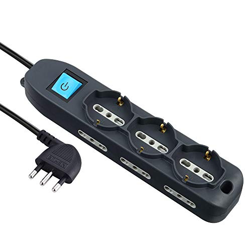 Electraline 62039 Multipresa 9 Posti con Cavo, Nero, 3 m - Home & Kitchen Amazon Italy à 13.99€