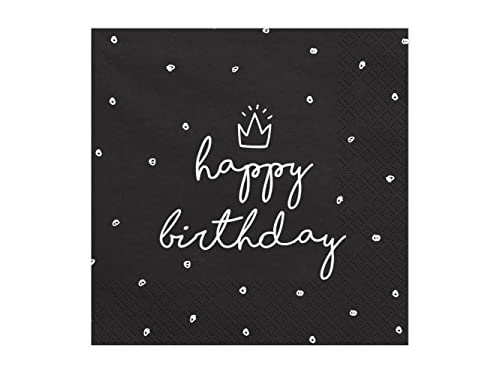PartyDeco Servietten Happy Birthday schwarz 33x33cm/20St. - Maison & Cuisine Amazon Allemagne à 2.02€
