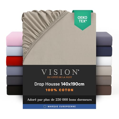 Vision Drap Housse - 100% Coton Lit Double (140x190cm)... - Maison & Cuisine Amazon France à 15.99€