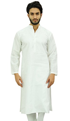 Atasi Camisa Larga Blanca Duplique Etnica de Los Hombres de...