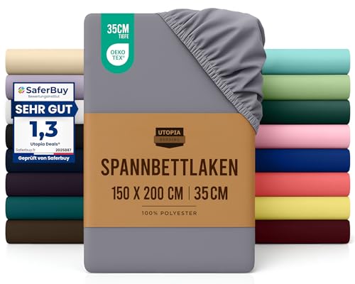 Utopia Bedding - Spannbettlaken 150x200cm - Grau - Oeko-Tex... - Maison & Cuisine Amazon Allemagne à 11.39€
