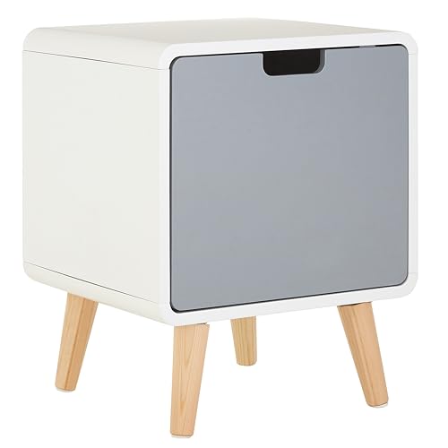 Milo 1 Door Cabinet, White/Grey, Pine Wood Legs - Sports & Fitness en promo à 20.00€