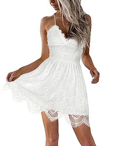 AOOKSMERY Frauen Sommer V-Ausschnitt Spaghettiträger Spitze... - Jardin & Extérieur Amazon Allemagne à 8.50€