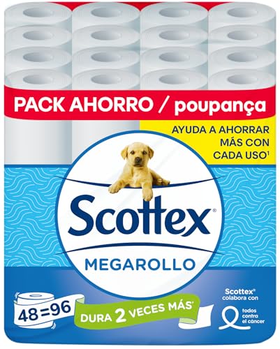 Scottex Papier hygiénique Megarollo - 48 rouleaux (Lot de 4... en promo à 21,59€ (-50%) sur Amazon FR