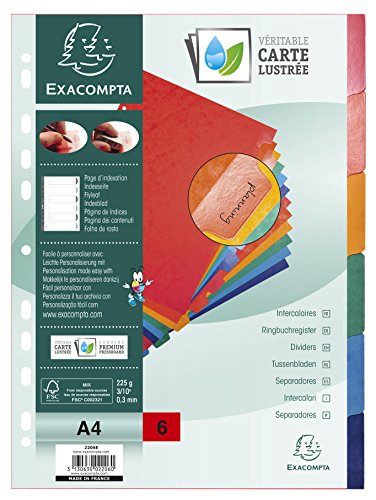Exacompta - Réf. 2206E - Intercalaires en carte lustrée... en promo à 1,93€ (-81%) sur Amazon FR