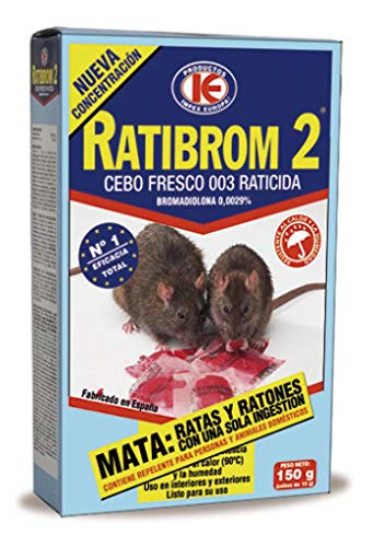 Ratibrom 2 - Cebo Fresco Raticida, 150 gr - Jardin & Extérieur Amazon Espagne à 0.85€