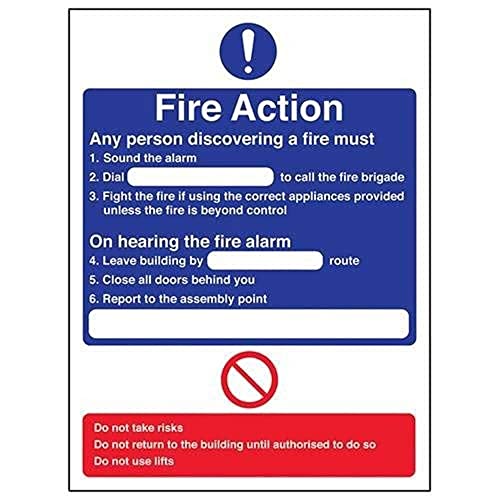 V Safety General Fire Action Dial Sign - Portrait - 150mm x... - Maison & Cuisine Amazon Royaume-Uni à 0.90€