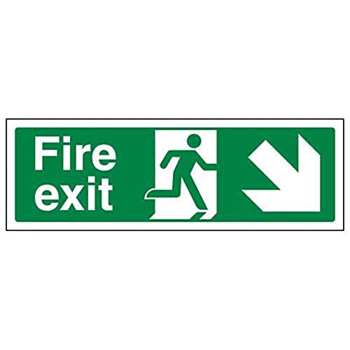 V Safety Fire Exit Arrow Down Right Sign - Landscape... - Maison & Cuisine Amazon Royaume-Uni à 2.39€