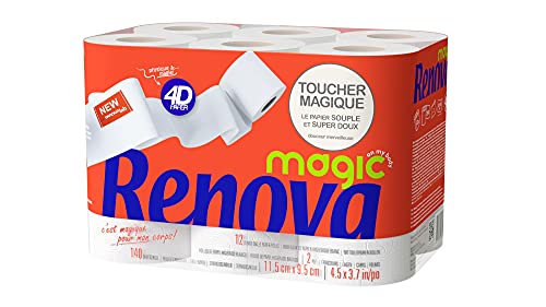 Renova Papier Hygiénique Magic - 12 rouleaux - 2 plis blanc en promo à 4,85€ (-65%) sur Amazon FR