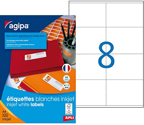 Apli 102500 800 Étiquettes Jet d'Encre, 105 x 70mm, Blanc - Fournitures Bureau Amazon France à 12.68€