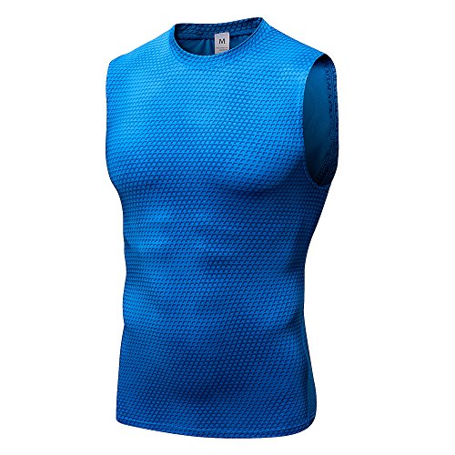 Yuerlian Blue Mens Compression Vest Sleeveless Tank Top... - Sports & Fitness Amazon Royaume-Uni à 1.99€