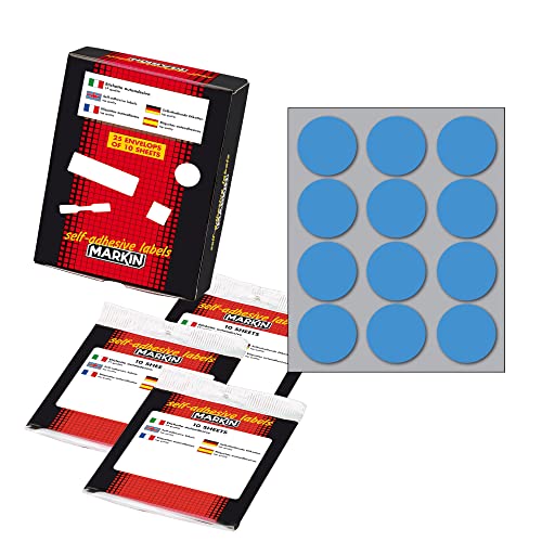 Etichetta adesiva blu tonda Ø34mm (10fogli x 12etichette)... - Fournitures Bureau en promo à 1.00€