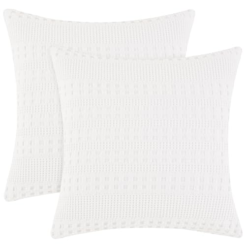 PHF 100% Cotton Waffle Weave Euro Sham, 26" x 26"(66cm)... - Maison & Cuisine Amazon Royaume-Uni à 19.63€