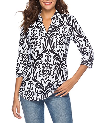 CEASIKERY - Blusa de Mujer con Mangas 3/4 Cuello de V... - Mode & Vêtements en promo à 20.75€