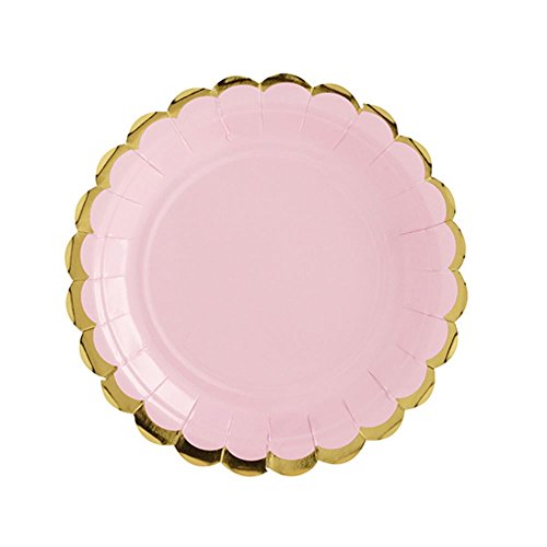 PartyDeco Lot de 6 grandes assiettes en carton rose avec... - Auto & Moto en promo à 0.82€