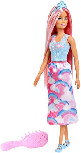 Barbie Doll Rainbow Princess Look with Extra-Long Pink Hair... - Jouets & Jeux Amazon Royaume-Uni à 16.90€