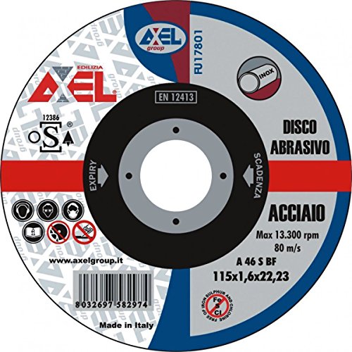 MOLA DISCO ABRASIVA PER FERRO ACCIAIO 115x1,6 115 mm AXEL... - Bricolage & Outils Amazon Italie à 1.00€