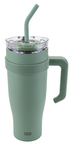 TASTY Isoliertrinkbecher – 1200 ml in Grün – Doppelwandig &... - Maison & Cuisine Amazon Allemagne à 11.16€