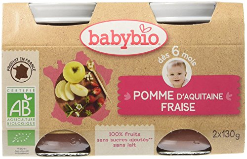 Babybio Pots Pomme d'Aquitaine Fraise - BIO - 2x130g (260 g) - Maison & Cuisine Amazon France à 2.99€