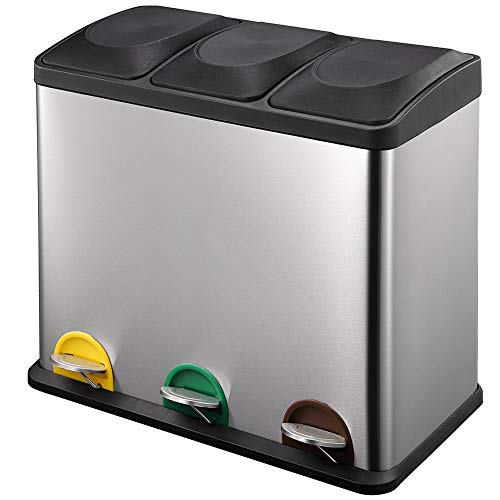 BAKAJI Mülleimer zur Mülltrennung aus Edelstahl und... - Maison & Cuisine en promo à 36.73€