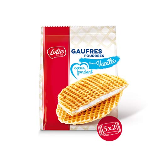 Lotus Bakeries Gaufres Fourrées CÅ“ur Fondant Vanille, 5 X... - Épicerie Amazon France à 4.92€