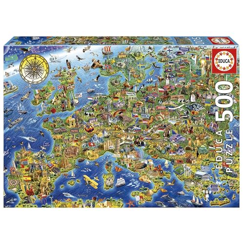 Educa - Folle Carte d'europe Puzzle 500 pièces | Carte... - Jouets & Jeux Amazon France à 6.59€