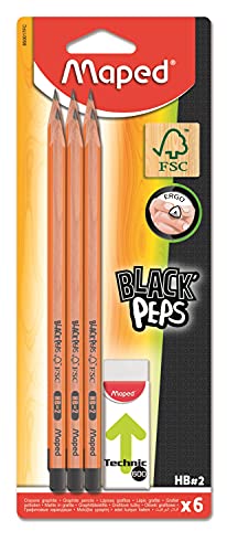 Maped -Lot de 6 Crayons à Papier Graphite Hb et Gomme... - Fournitures Bureau en promo à 2.70€