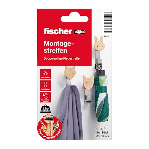 fischer 19 bandes de montage, bandes adhésives double face... en promo à 9,49€ (-49%) sur Amazon FR