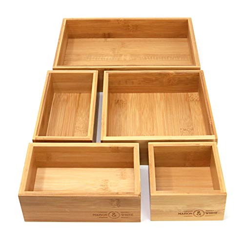 Bamboo Drawer Organiser - Set of 5 | 5 Piece Durable Wood... - Home & Kitchen Amazon UK à 16.99€