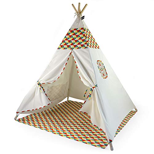 Hej Lønne Kinder Tipi, weißes Zelt mit Buntem Muster, ca.... - Toys & Games Amazon Germany à 25.49€