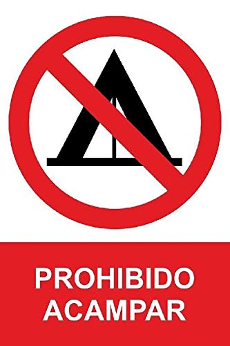 MovilCom® - Señal PROHIBIDO ACAMPAR PVC 0,7mm 210X300mm... - Fournitures Bureau Amazon Espagne à 1.97€