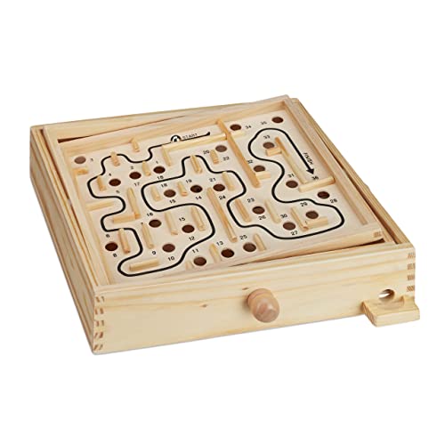 Relaxdays Wooden Labyrinth Game with 2 Balls, Strategy... - Jouets & Jeux Amazon Royaume-Uni à 14.87€