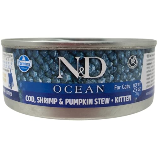 N&D CAT OCEAN TUNA, COD, SHRIMP & PUMPKIN KITTEN 70 GR - Animalerie Amazon Italie à 1.22€
