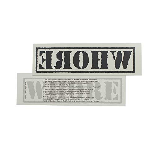 Tattoodrucker 1 x Grand Tatouage Whore Noir - Lettrage Noir... - Beauté & Parfums en promo à 2.00€