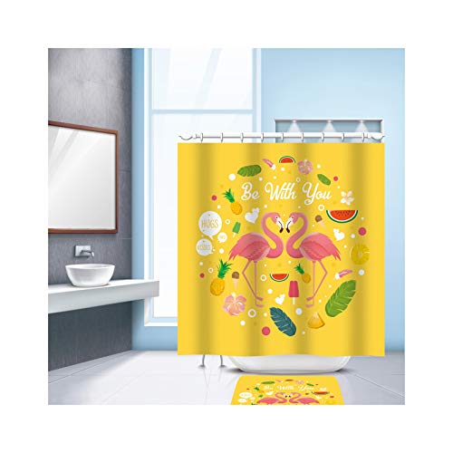 KnSam Shower Curtain with 12 Curtain Hooks 3D Flamingo... - Sports & Fitness Amazon Royaume-Uni à 18.30€