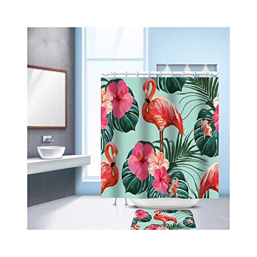 KnSam Shower Curtain with 12 Curtain Hooks 3D Flamingo... - Sports & Fitness Amazon Royaume-Uni à 18.30€